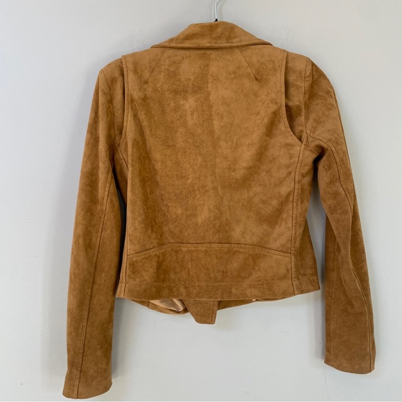 Lulu’s “Suede” With Love faux suede caramel-colored zip Moto jacket Sz Small - Picture 7 of 14